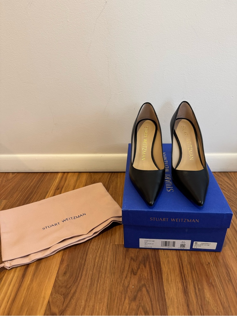 Stuart Weitzman Stuart 85 Pump – Black Leather – Size 6B